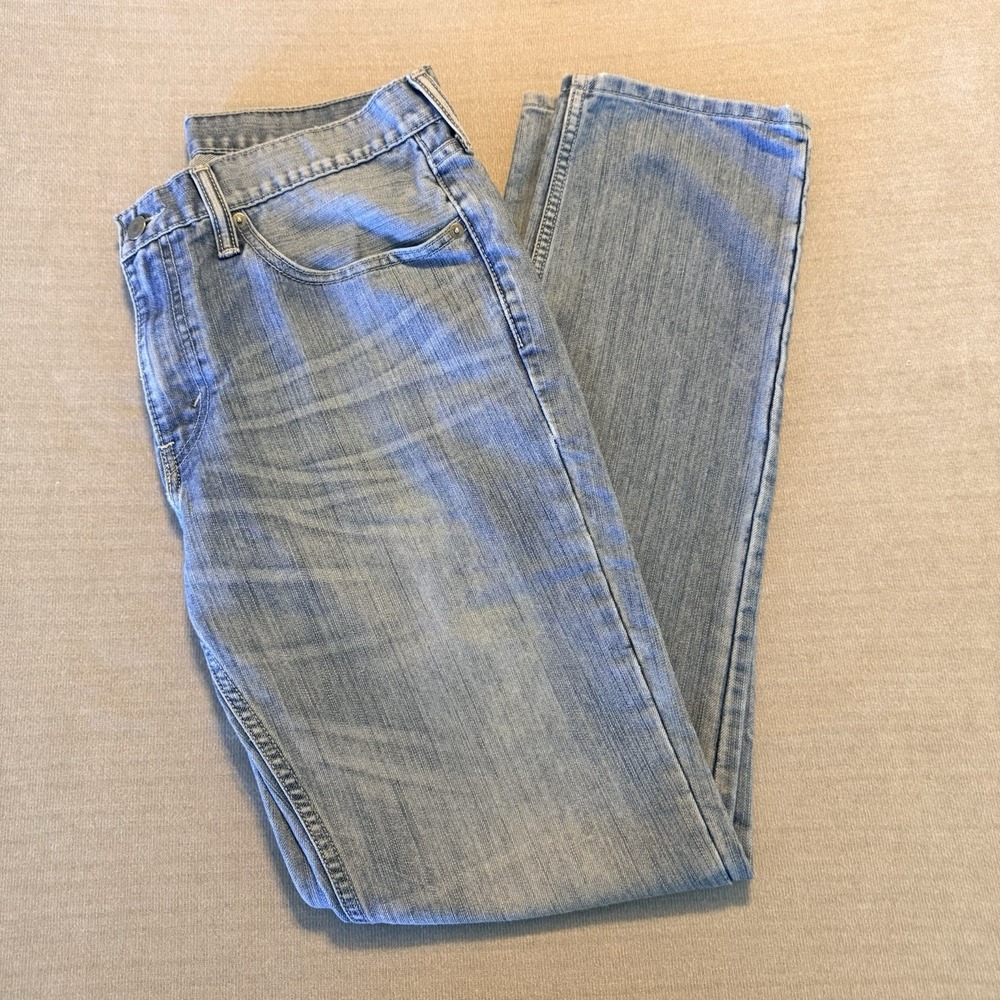 Levis 511 Mens Jeans 34x34 Slim Fit Light Wash Distressed Faded Denim Blue